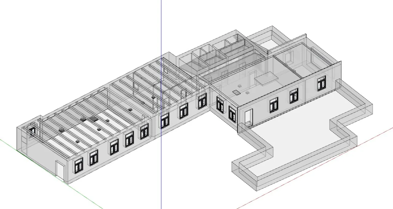 3D model of an existing building produced from the survey